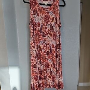 Style & Co. Floral Midi Dress - Pink and Brown
